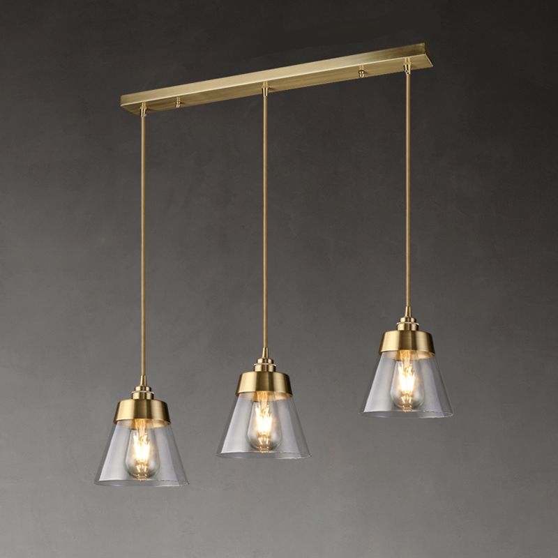 Glazen bronzen hangende lamp in moderne luxe stijl koper afgeknotte kegel hanger licht voor eetkamer