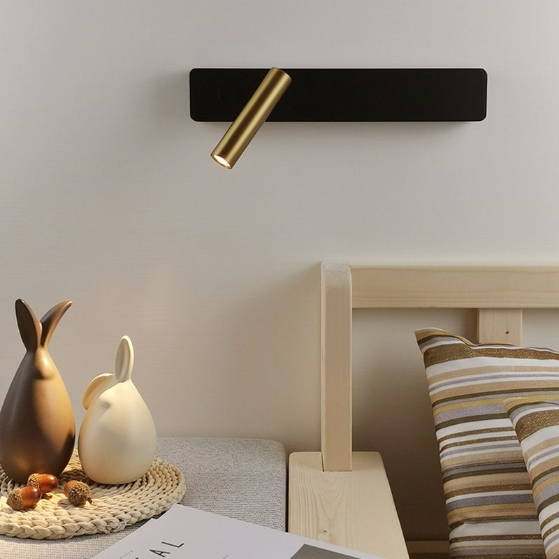 Rechteckige LED -Lesen Wandleuchte im modernen prägnanten Stil Metallwandleuchten mit Aluminiumschatten