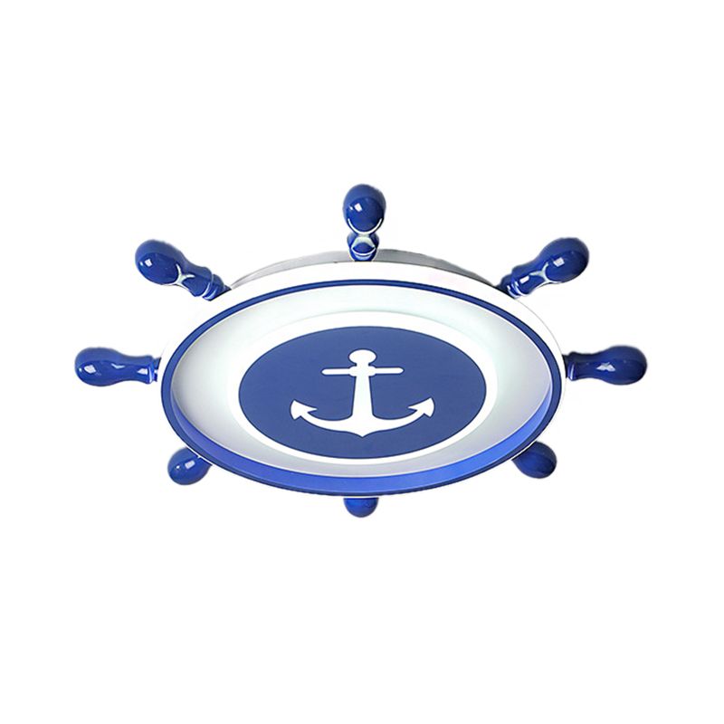 Rudder Flushmount Ceiling Fixture Modernism Acrylic LED Children Room Ceiling Flush Light in Blue, Warm/White Light