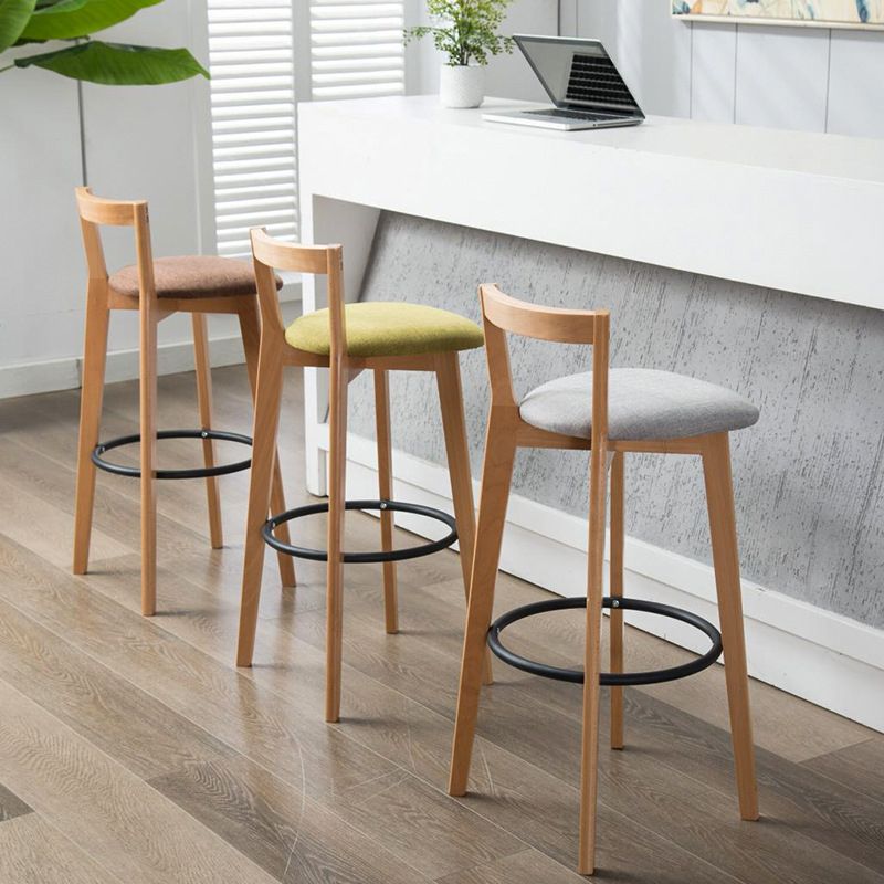 Contemporary Wood Kitchen Dining Room Armless Stool Low Back Bar Stool