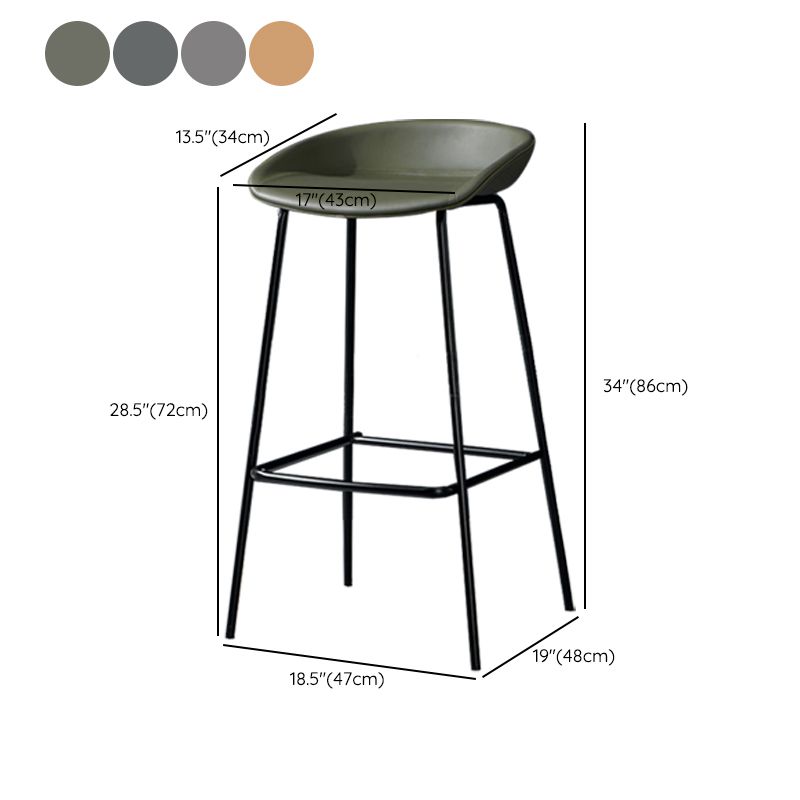 Contemporary Faux Leather Counter Stool Counter Height Bar Stool with Footrest