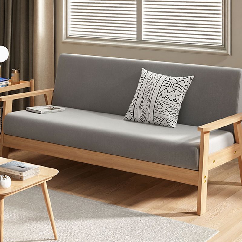 Square Arm Fabric Slipcovered 2/3 Seat Sofa with Wooden Based