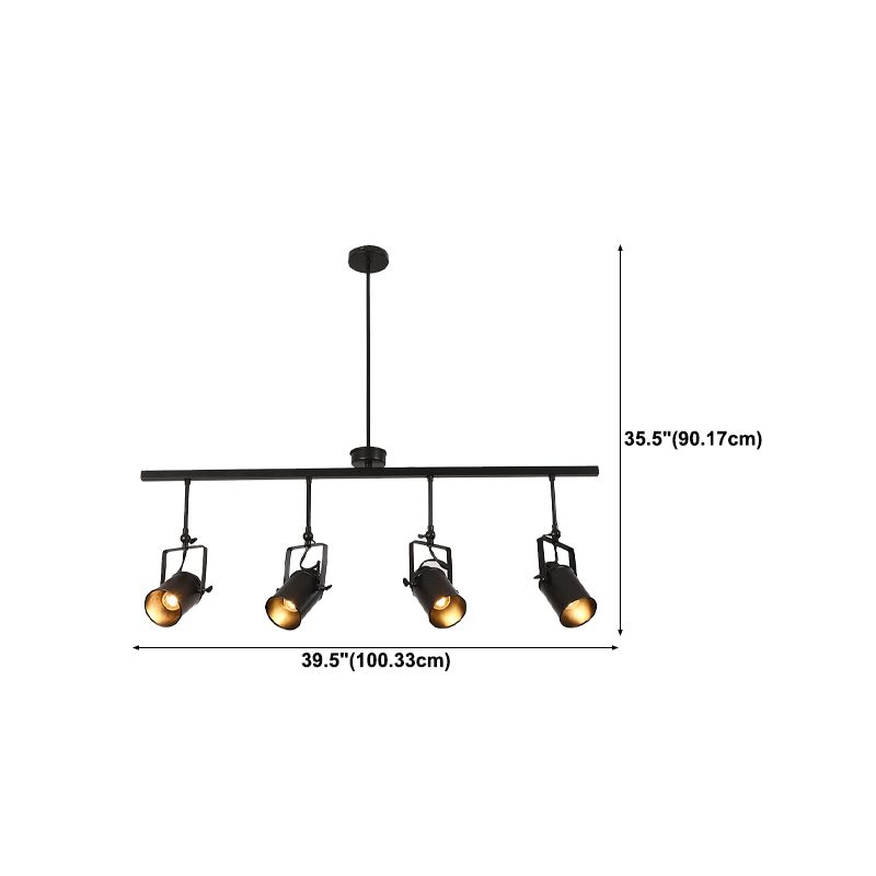 Industrial Style Iron Hanging Lamp Cylinder Shape Island Light Fixture for Bedroom