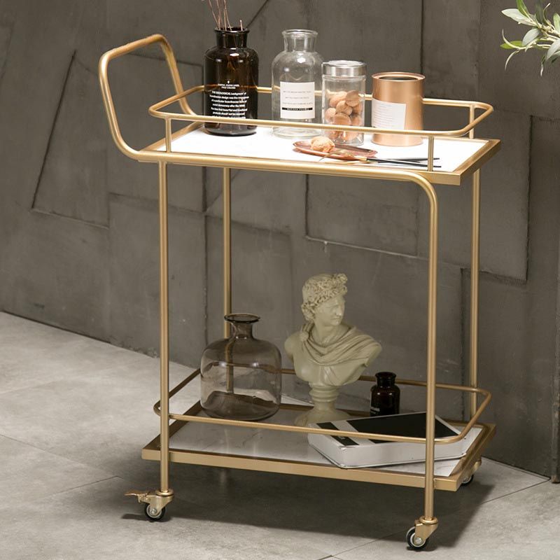 33.86" High Modern Style Rectangle Prep Table Rolling Metal Prep Table for Home