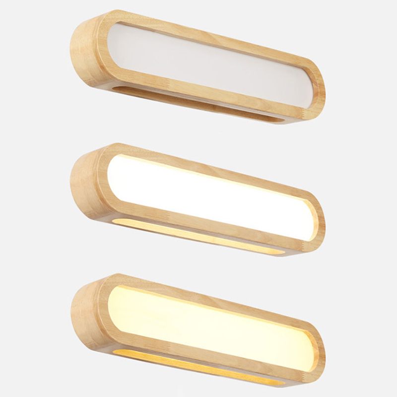 Linear ovale en bois rincier mural simplicité en acrylique LED Vanité murale pour chambre à coucher