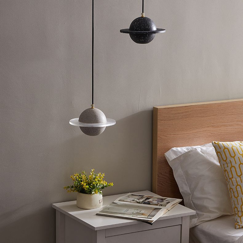1 Light Planet Light Kit Modern Cement Hanging Light with Hanging Cord for Restaurant
