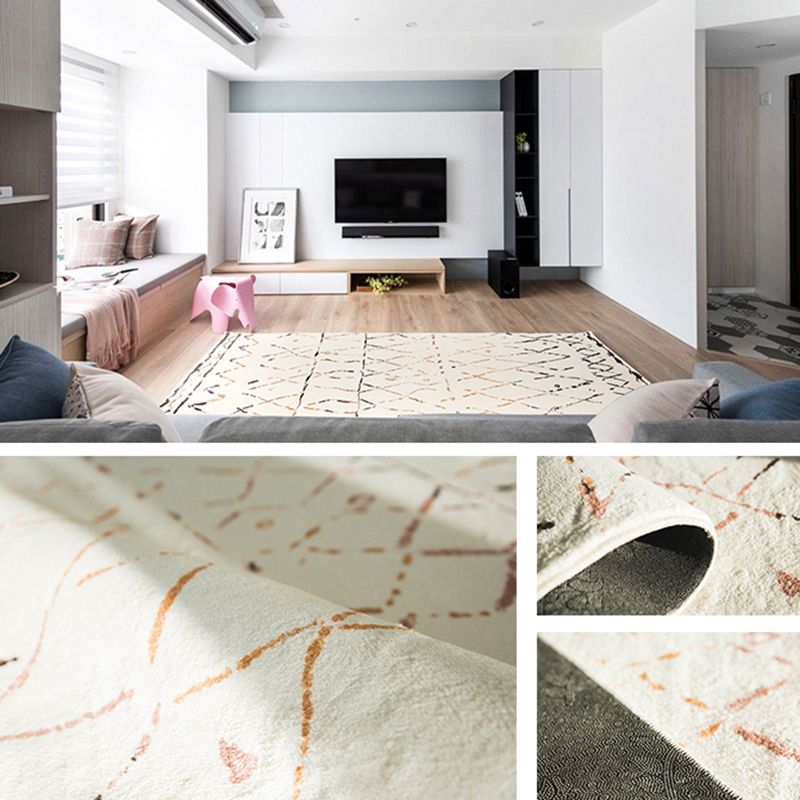 Witte toon woonkamer tapijt retro tribale totem afdruksgebied vloerkleed polyester met niet-slip achterste tapijt