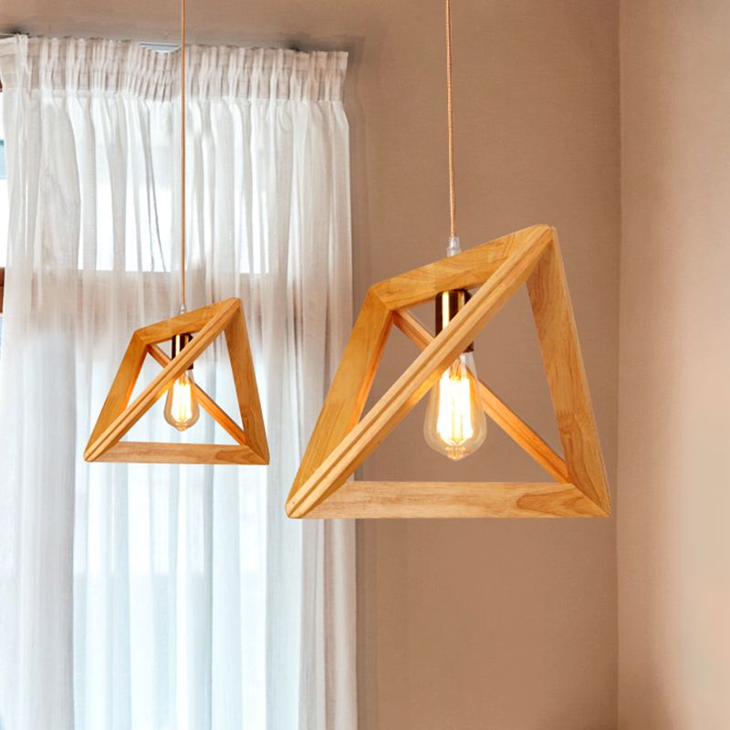 Dreiecks-Esszimmer Suspension anheizt helles Holz 1-Licht minimalistische Deckenbehandlung