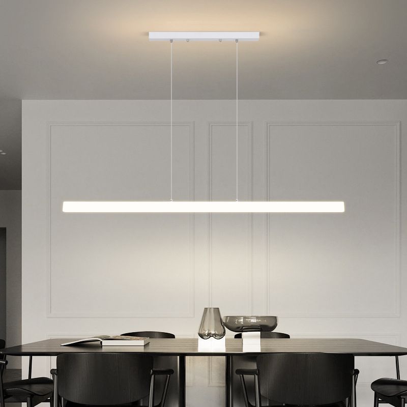 LED Island Lamp Modern Simple Island Hanging Lamp with Plastic Shade for Dining Room