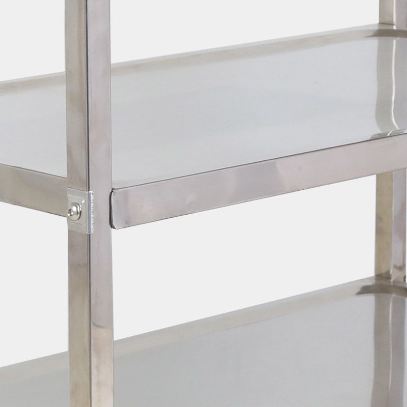 Modern Open Storage Prep Table Rectangular Metal Dining Room Kitchen Trolley