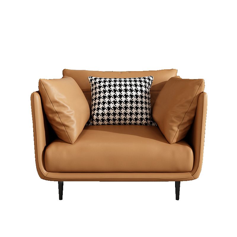 Modern Style with Back Armrest and Pillow Back with Foam Seat Filling Orange Sofa