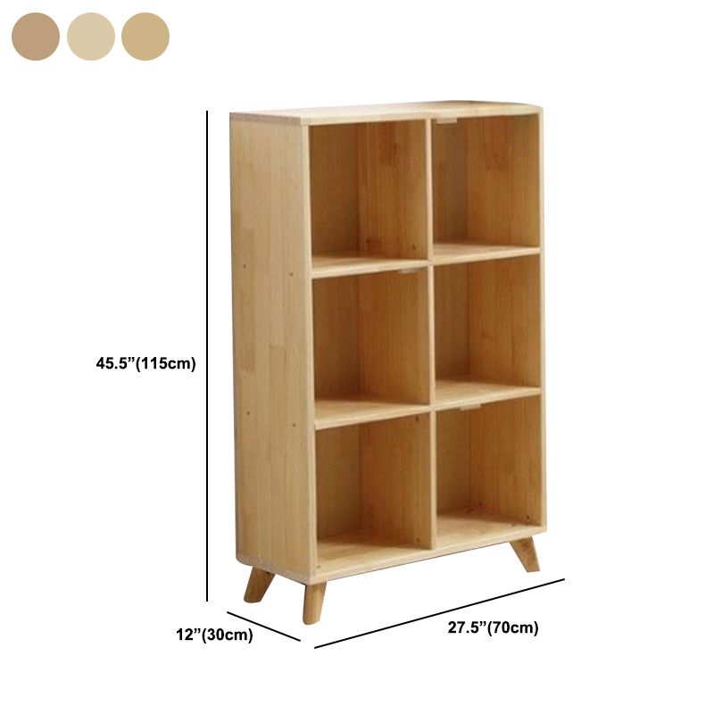 Natural Pine Bookshelf Modern Closed Back Bookcase with Shelves