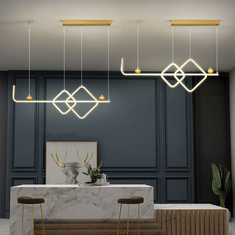 Metal Linear Island Pendant Modern Multiple-Light Island Lighting