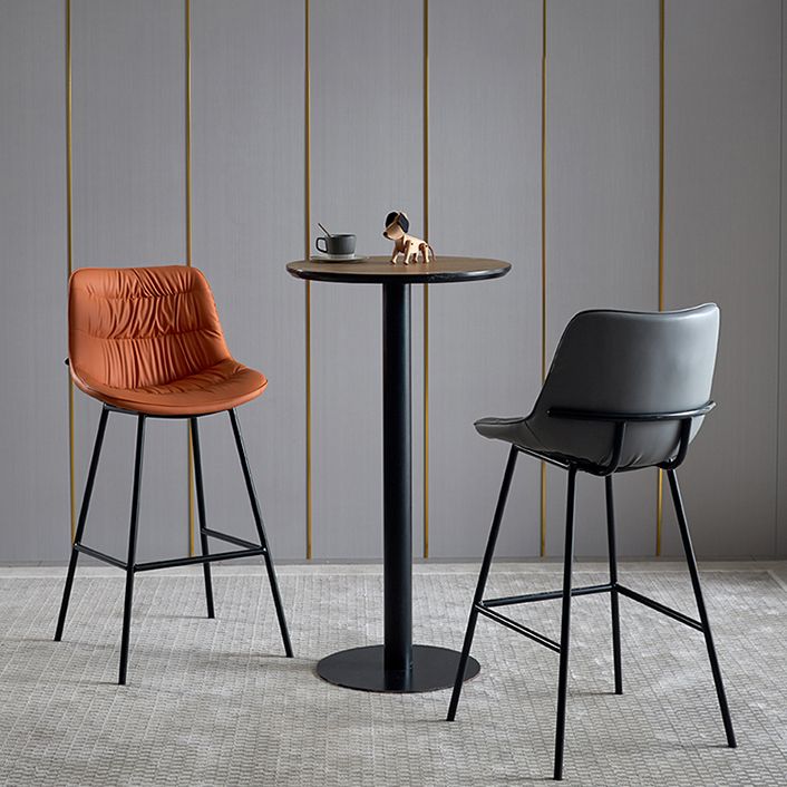 Contemporary Style Bar Stool PU Leather Counter Bar Stool with Metal Legs for Home