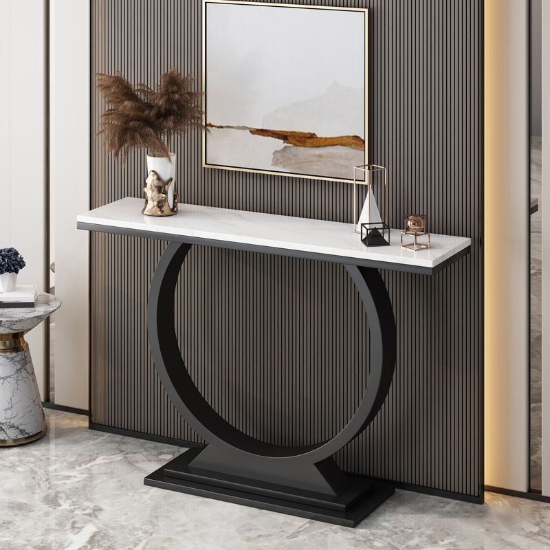 Glam Slate/metal Half Moon/Rectangle Abstract Console Table for Hall