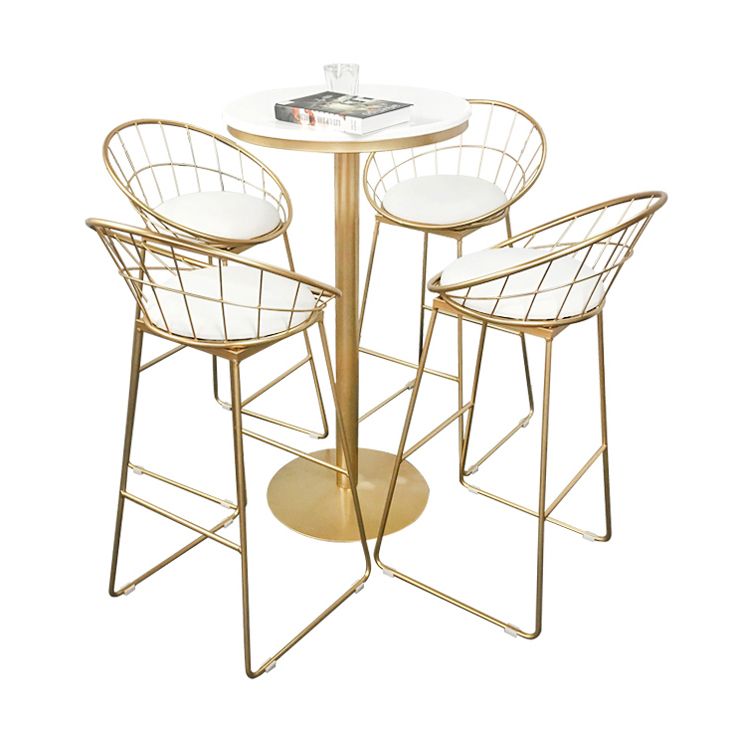 Glam Style Round Bar Table Set 1/3/5 Pieces Solid Wood Counter Table for Indoor