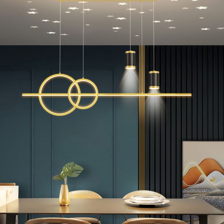 Cilindro de iluminación de la isla contemporánea Metal 5 Pendantes de la Light Island para la cocina