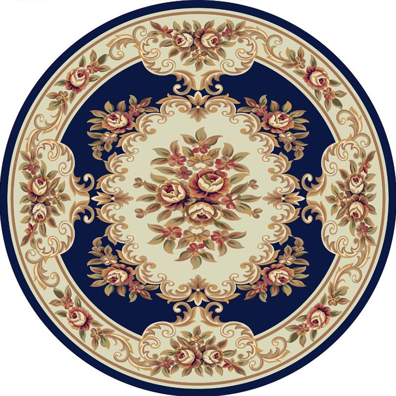 Victorian Bedroom Rug Multicolor Peony Area Rug Polyester Stain Resistant Washable Anti-Slip Rug