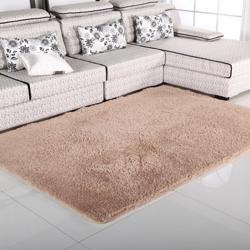 Brown Living Room Carpet Casual Solid Color Indoor Rug Polyester Anti-Split Area Carpet
