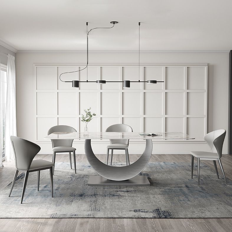 Modern Dining Room Set 1/3/4/5/8 Pcs Sintered Stone Top Table with Wingback Chairs