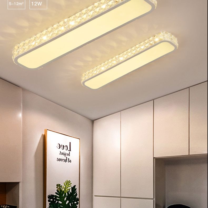 Lampe encastrée oblongue en cristal simplicité LED luminaire de plafond pour couloir