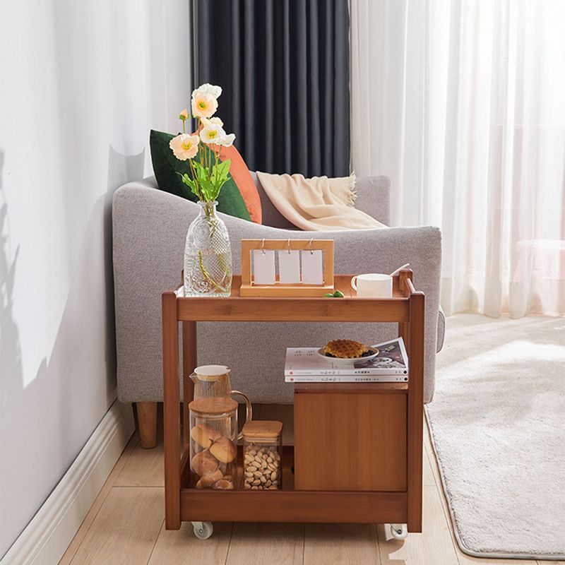 11" Wide Contemporary Cocktail Table Storage Rectangle Coffee Table with Casters