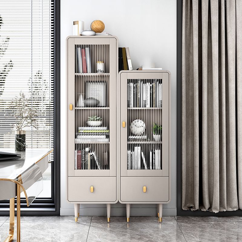 Modern Engineered Wood Bookcase Standard Closed Back Bookshelf with Doors