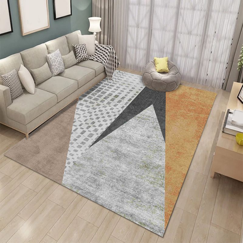 Modern Color Block Carpet Polyester Washable Indoor Rug for Home Decor