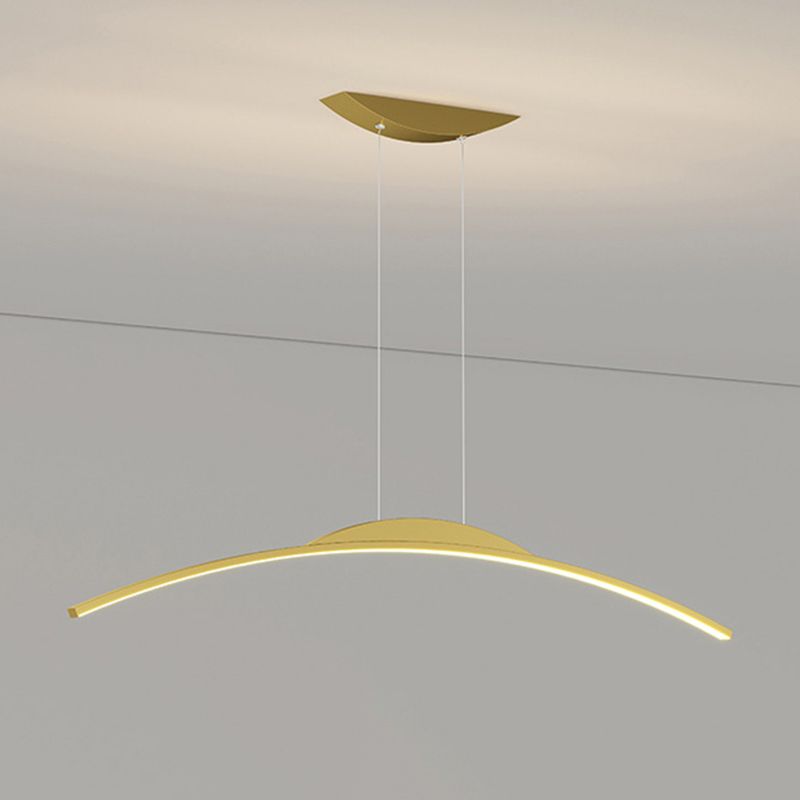 Linear Shape Metal Island Chandelier Modern Style 1-Light Island Ceiling Light