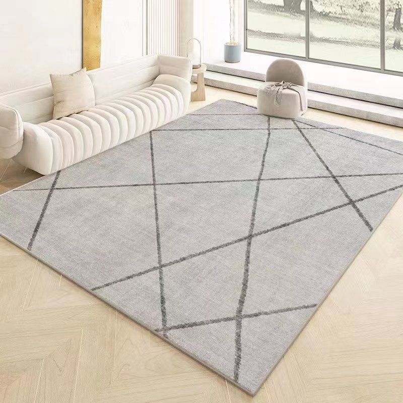 Gray Line Carpet Polyester Casual Area Carpet Non-Slip Backing Carpet for Sitting Room