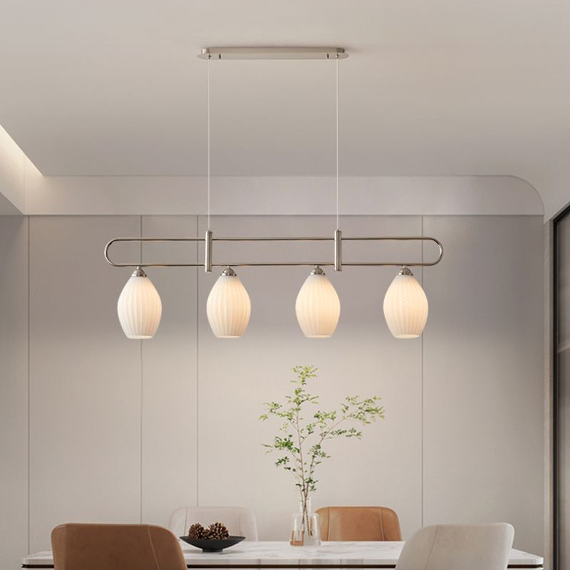 Nordic Style Iron Hanging Lamp Ellipse Shape Island Light Fixture for Living Room