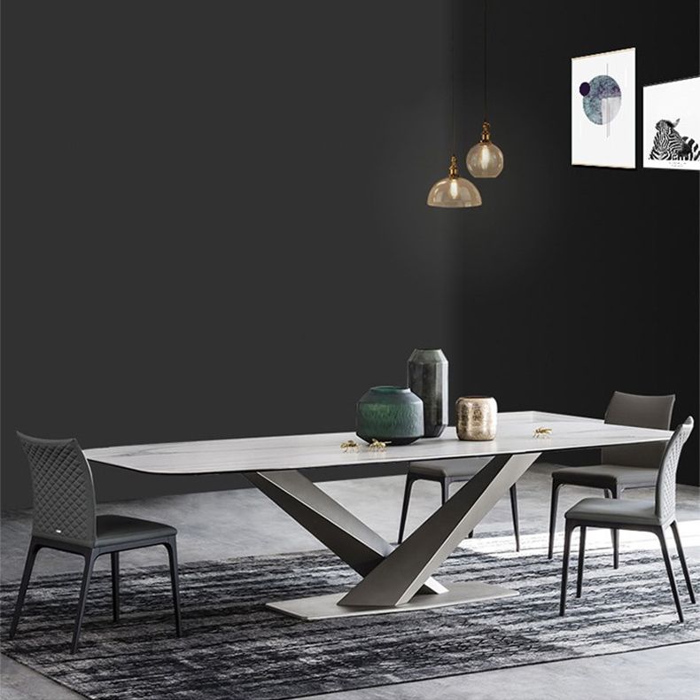 Stone Dining Table Traditional Luxury Dining Table with Pedestal Base