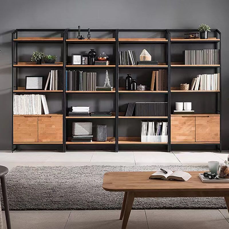 Modern Style Bookcase Black Metal Frame Open Back Bookshelf for Home Office