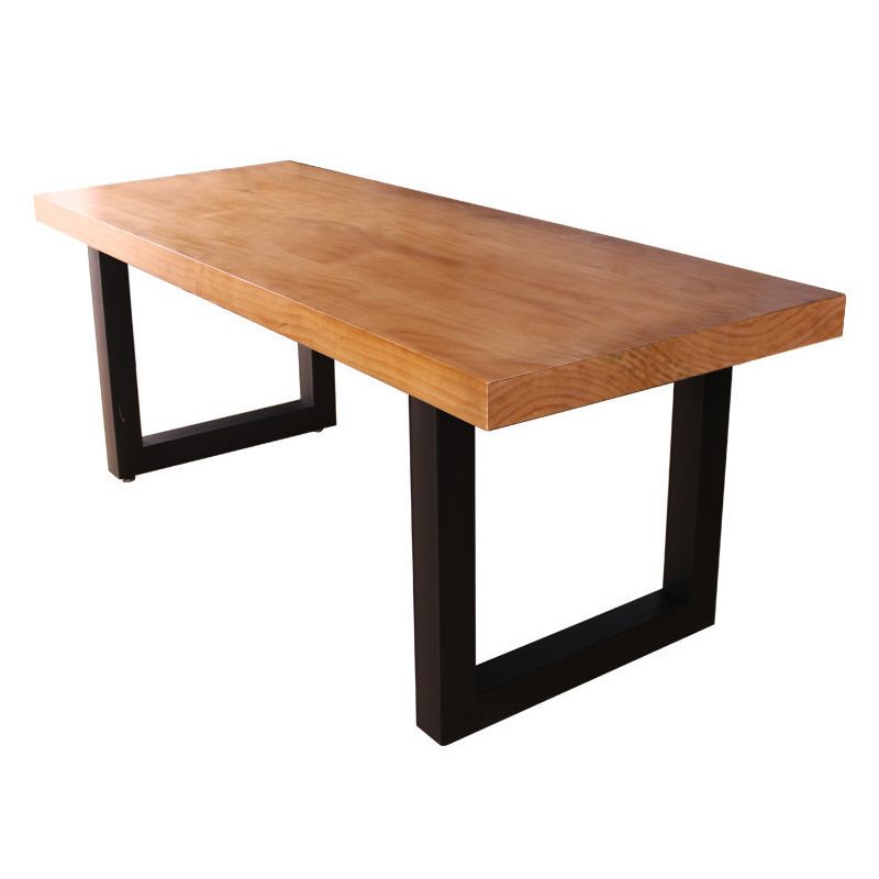 Rectangle Double Base Dining Table Industrial Wood Table for Dining Room