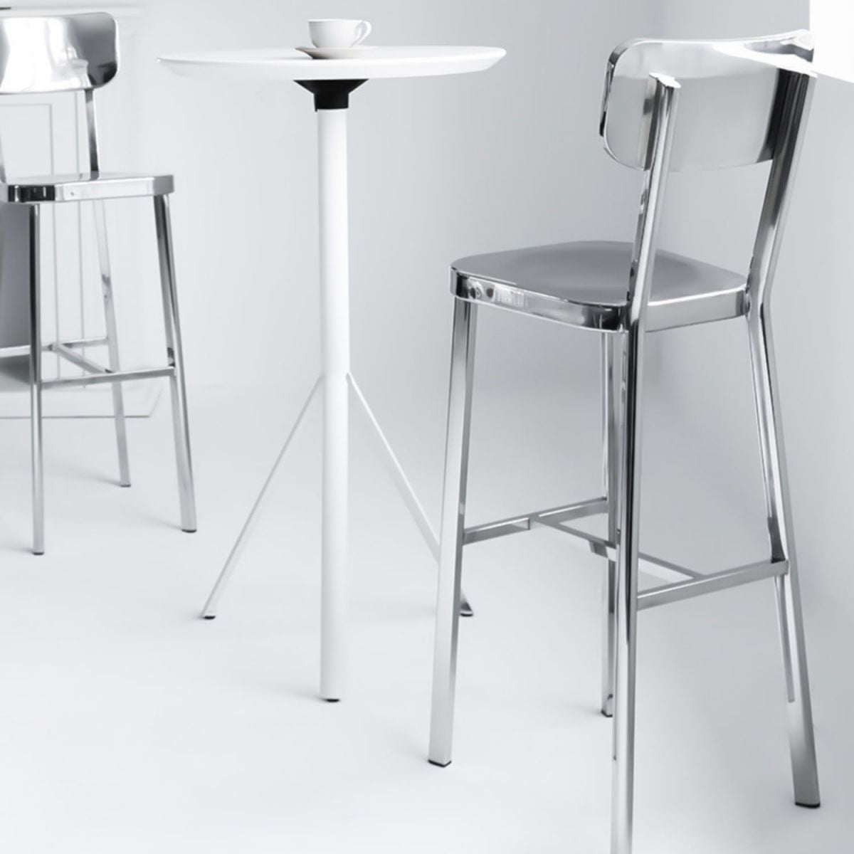 Contemporary 43" Height Metal Backrest Counter Stool in Silver