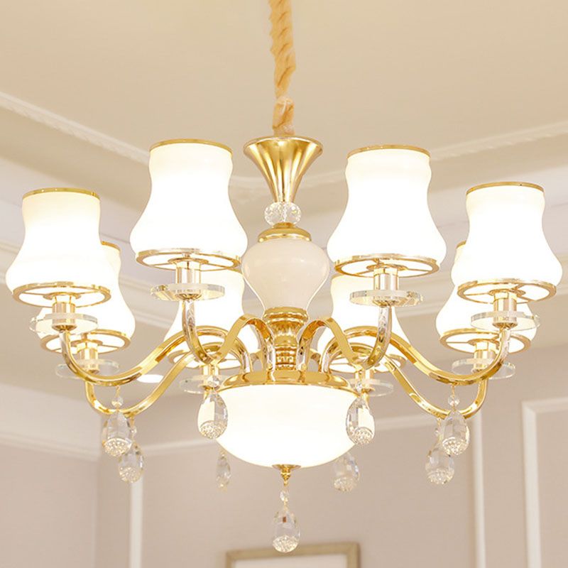 Simple Chandelier Light Fixture Gold Curved Down Lighting Pendant with