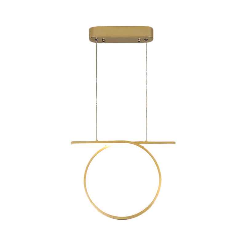 Ring Hanging Light Nordic Style Metallic LED Gold Suspension Lighting for Dining Hall