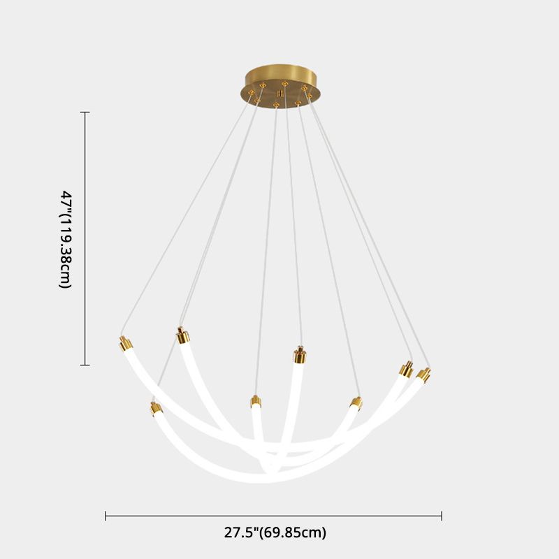 Acrylic Nest Shaped Chandelier Minimalistic Brass LED Pendant Light for Living Room