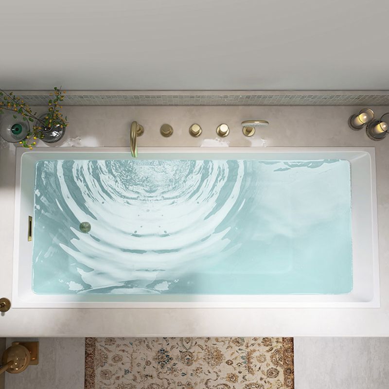 Modern Acrylic Rectangle Embedded with Drain Bath Tub and Overflow Hole
