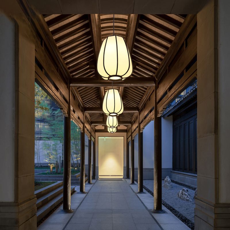 Handgewebte Anhänger Licht zeitgenössischer Bambus-Leuchten mit einer Fusion von Bambus