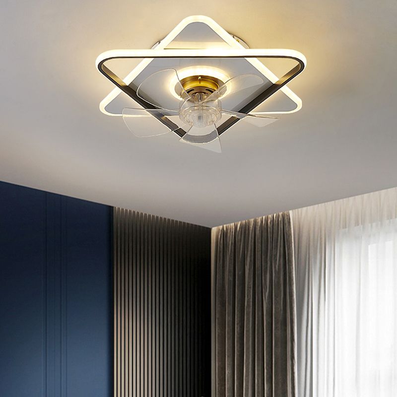 3-Lights Modern LED Fan Light Metal Geometric Flush Mount Light for Living Room