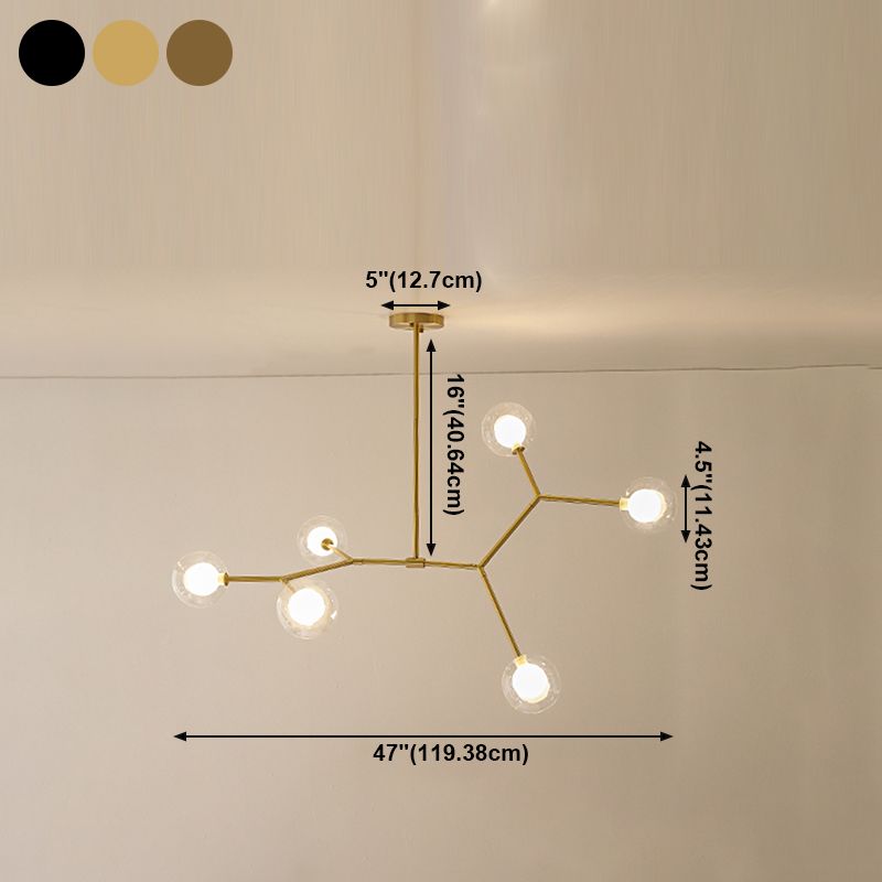 Nordic Modern Dining Pendant Light Round Glass Shade Chandelier Chandelier Lightture pour salle à manger