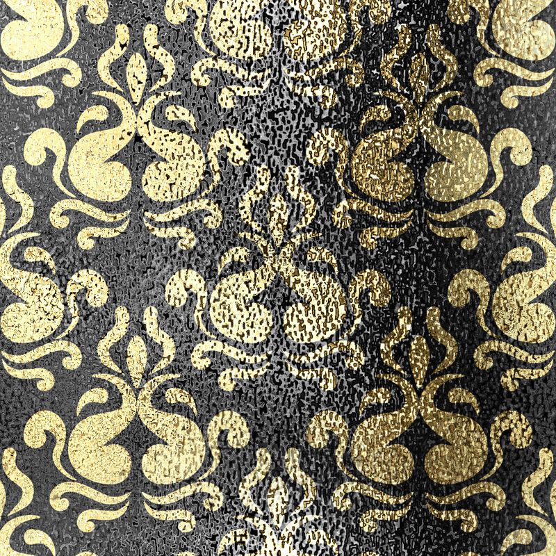 Foil Damask Print Mural Decal Retro Style Semi-Gloss Wall Decoration for Living Room