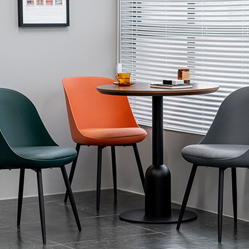 Contemporary Upholstered Dining Chairs Faux Leather and Metal Side Chair