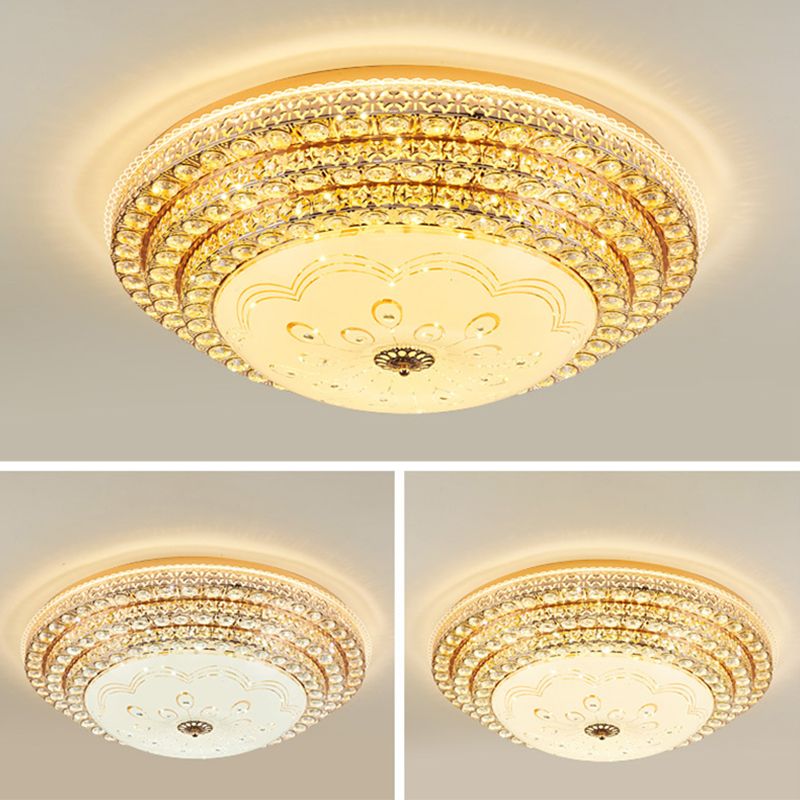 Gouden ronde kristallen LED-inbouw in moderne luxe stijl metalen plafondlamp voor woonkamer