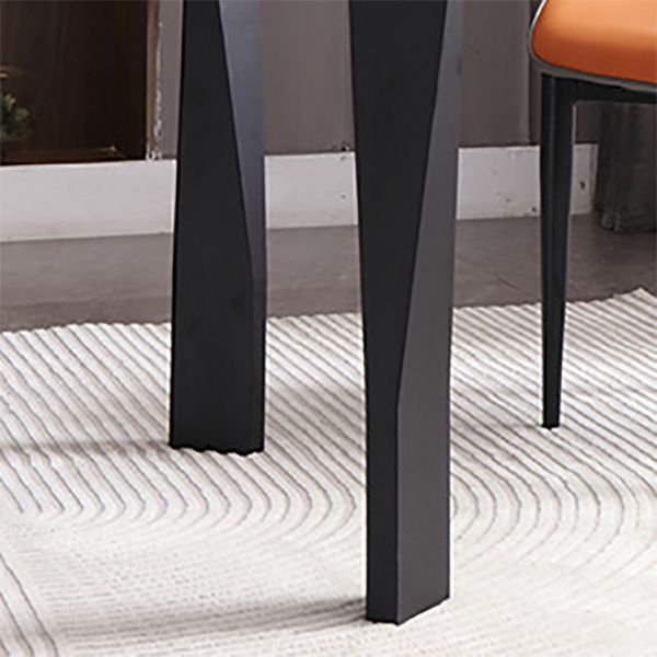 Industrial Dining Table Rectangle Stone Dinette Table in Black
