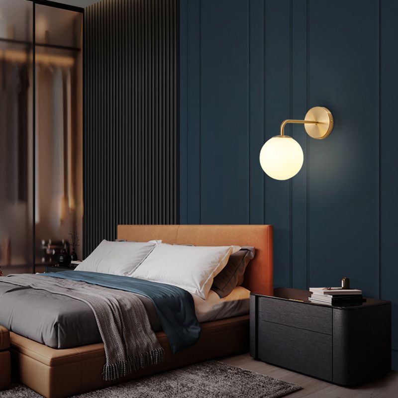 Contemporary Wall Sconce White Glass Wall Mounted Light Fixture for Reading Room