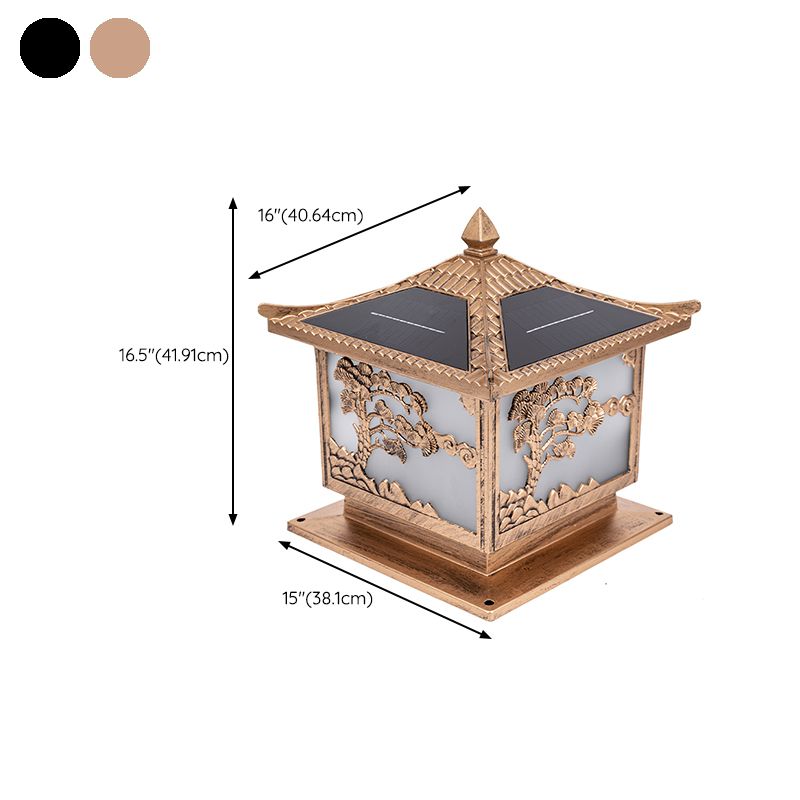 Modern Metallic Pillar Lamp Creative LED Solar Lighting Fixture for Garden