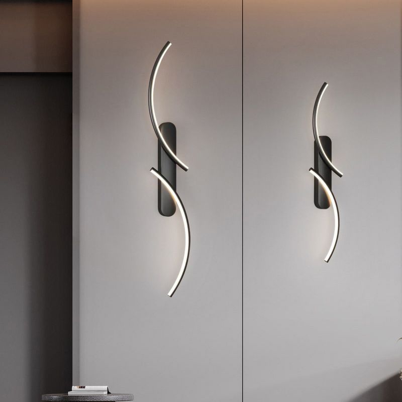 Metal Linear Shape Wall Mount Lighting Modern 2-Lights Wall Mount Light Fixture