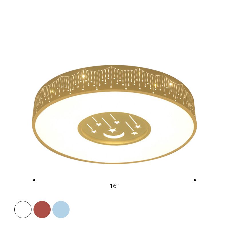 Plafonnier météore évidé moderne romantique acrylique rose/blanc/bleu LED lampe encastrée ronde, 16 "/ 19,5" W